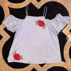 Blue Rain Cold Shoulder Top